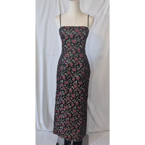 Vintage Y2K Jessica McClintock Gunne Sax Red Gold Party Evening Dress XS/S